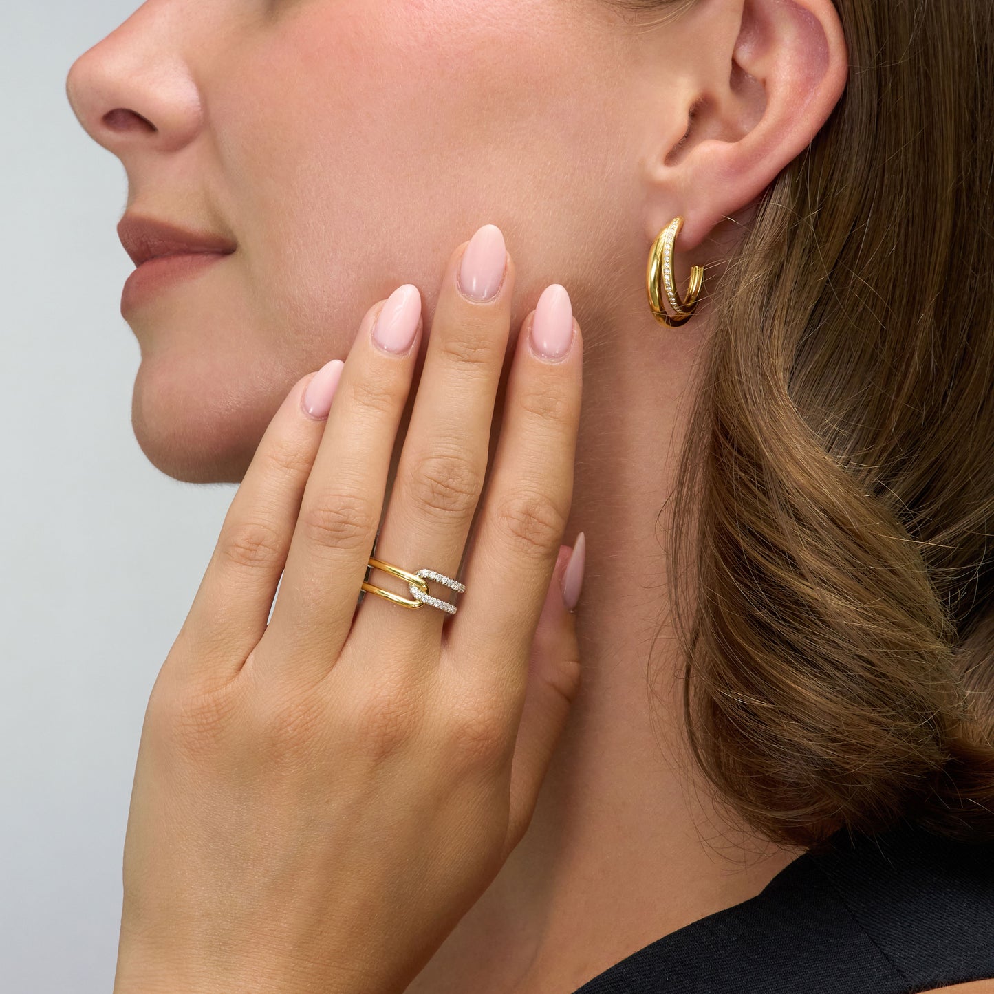 Diamond Set Interlocking Ring