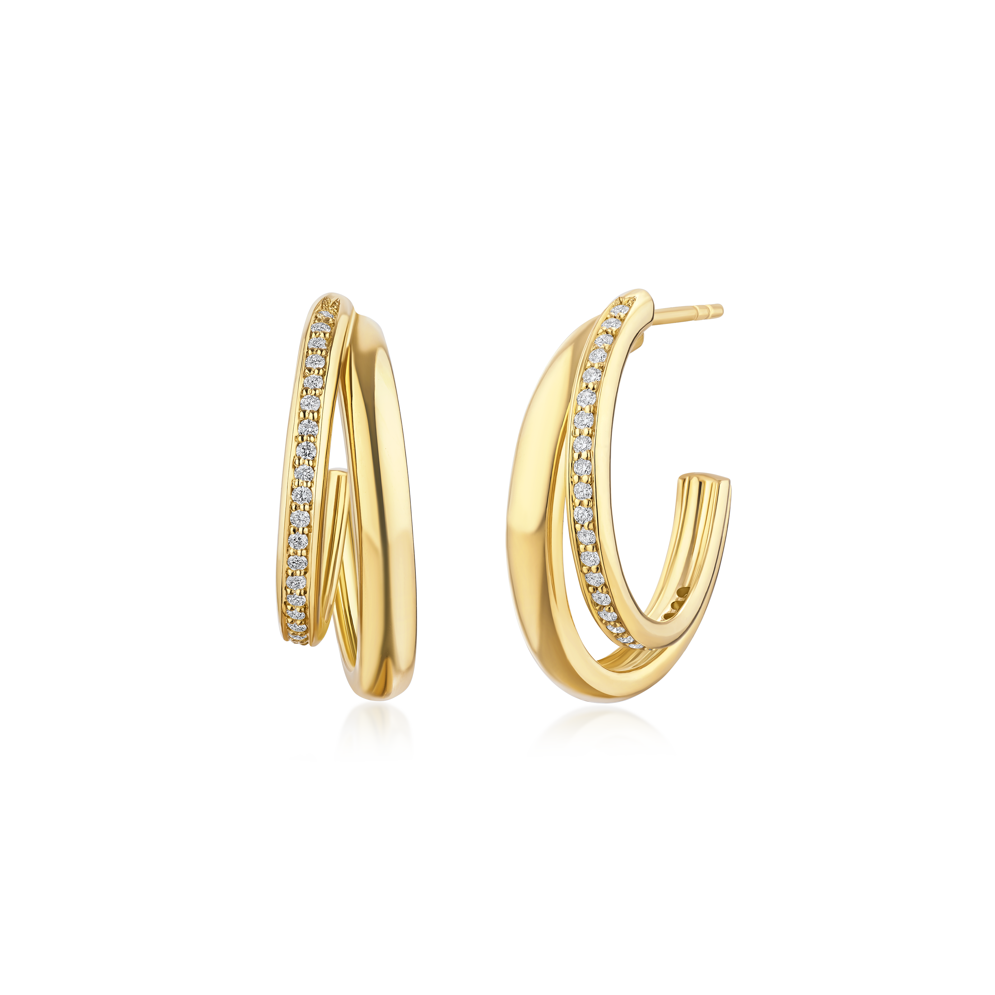 18ct Yellow Gold Diamond Set Double Hoop Earrings