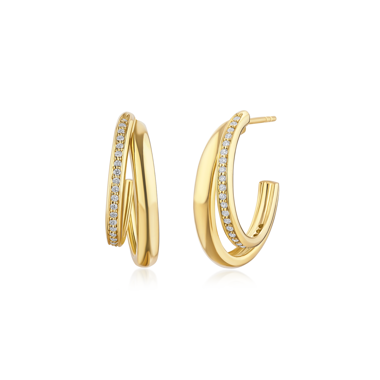 18ct Yellow Gold Diamond Set Double Hoop Earrings