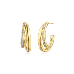 18ct Yellow Gold Diamond Set Double Hoop Earrings