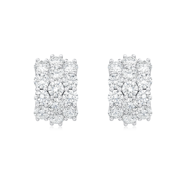 4.13ct Three Row Diamond Wave Earrings