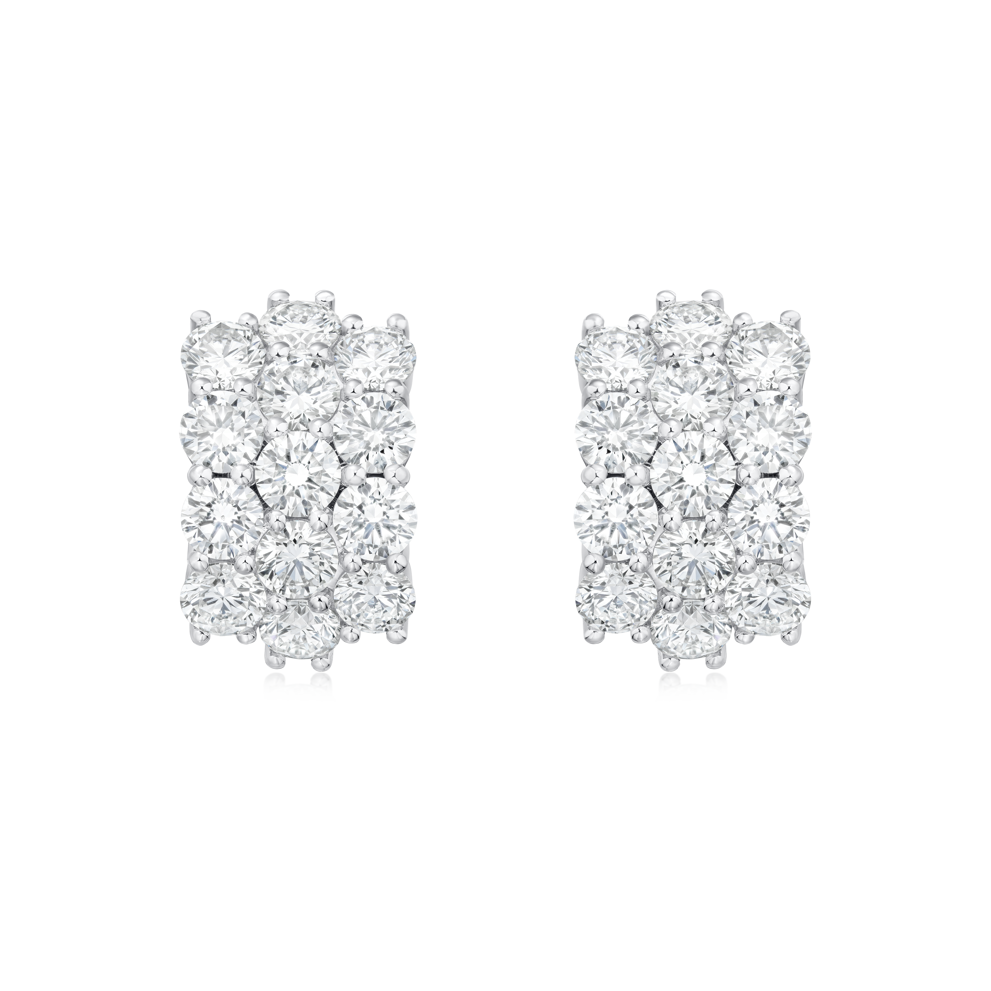 Three Row Diamond Wave Earrings