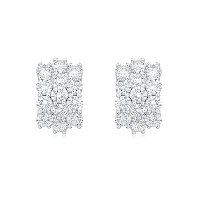 Three Row Diamond Wave Earrings
