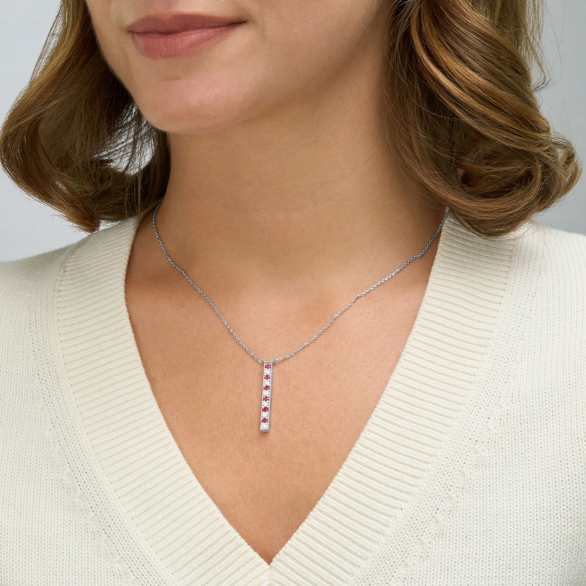 Skyline Platinum Diamond and Ruby Pendant