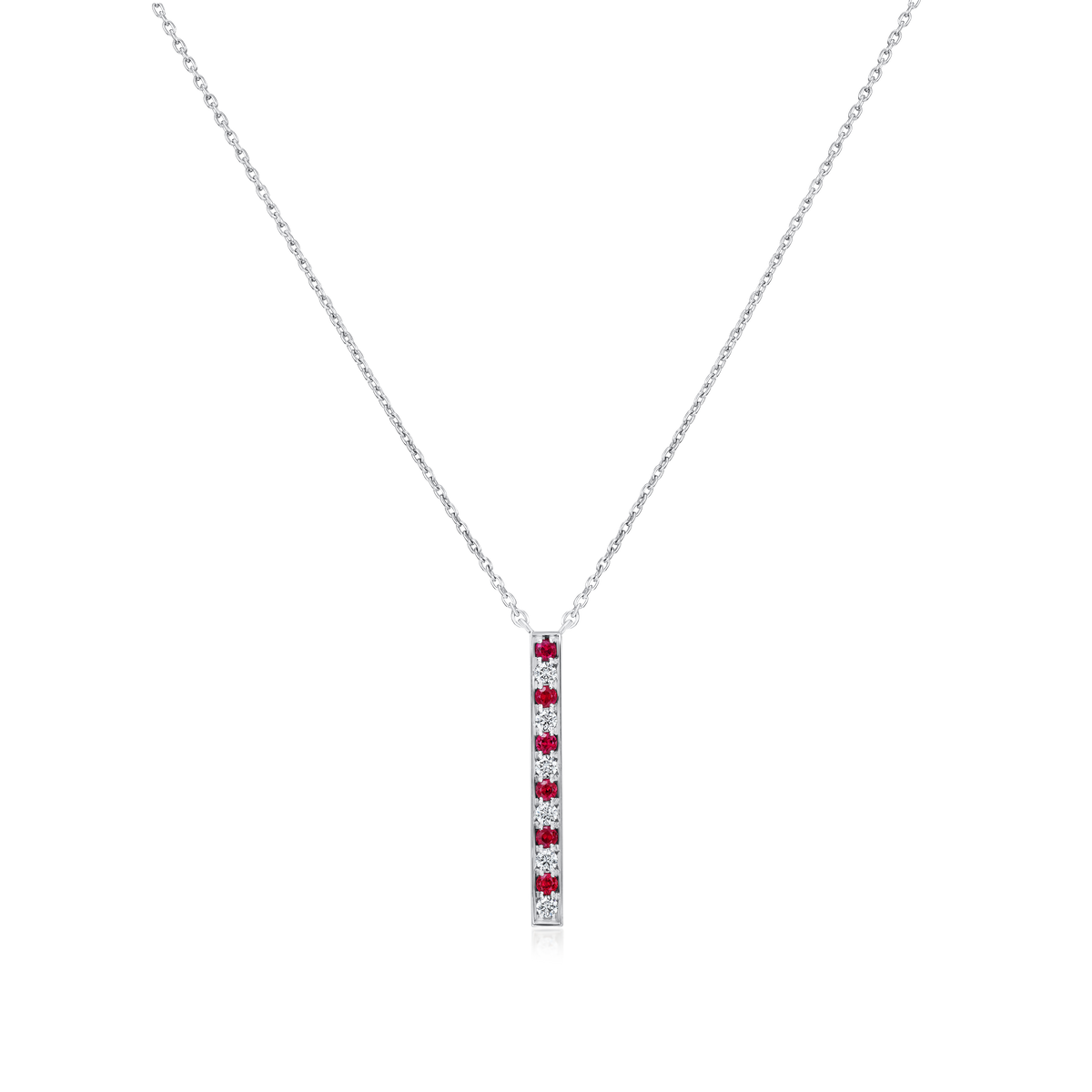 Skyline Platinum Diamond and Ruby Pendant