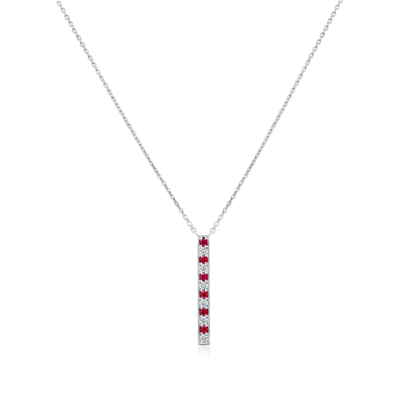 Skyline Platinum Diamond and Ruby Pendant