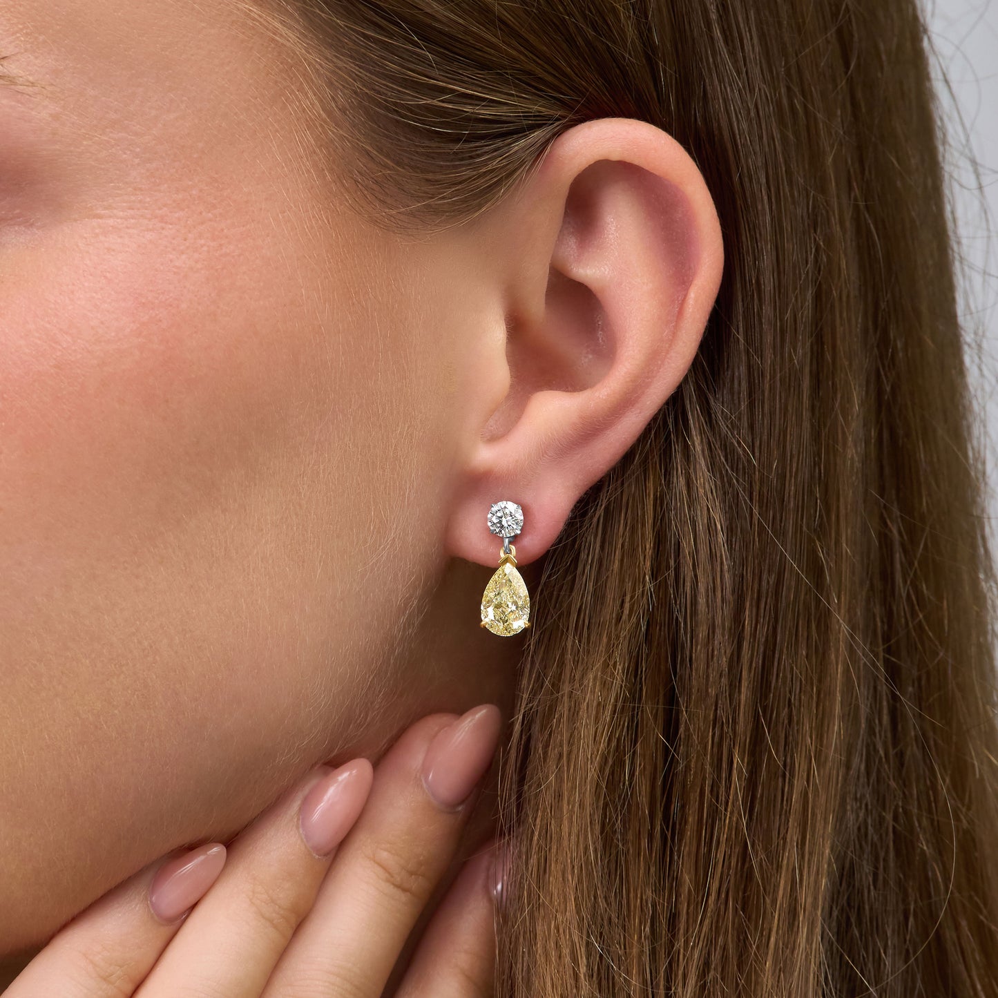 Pear Cut Diamond Slide On/Off Drop Earrings