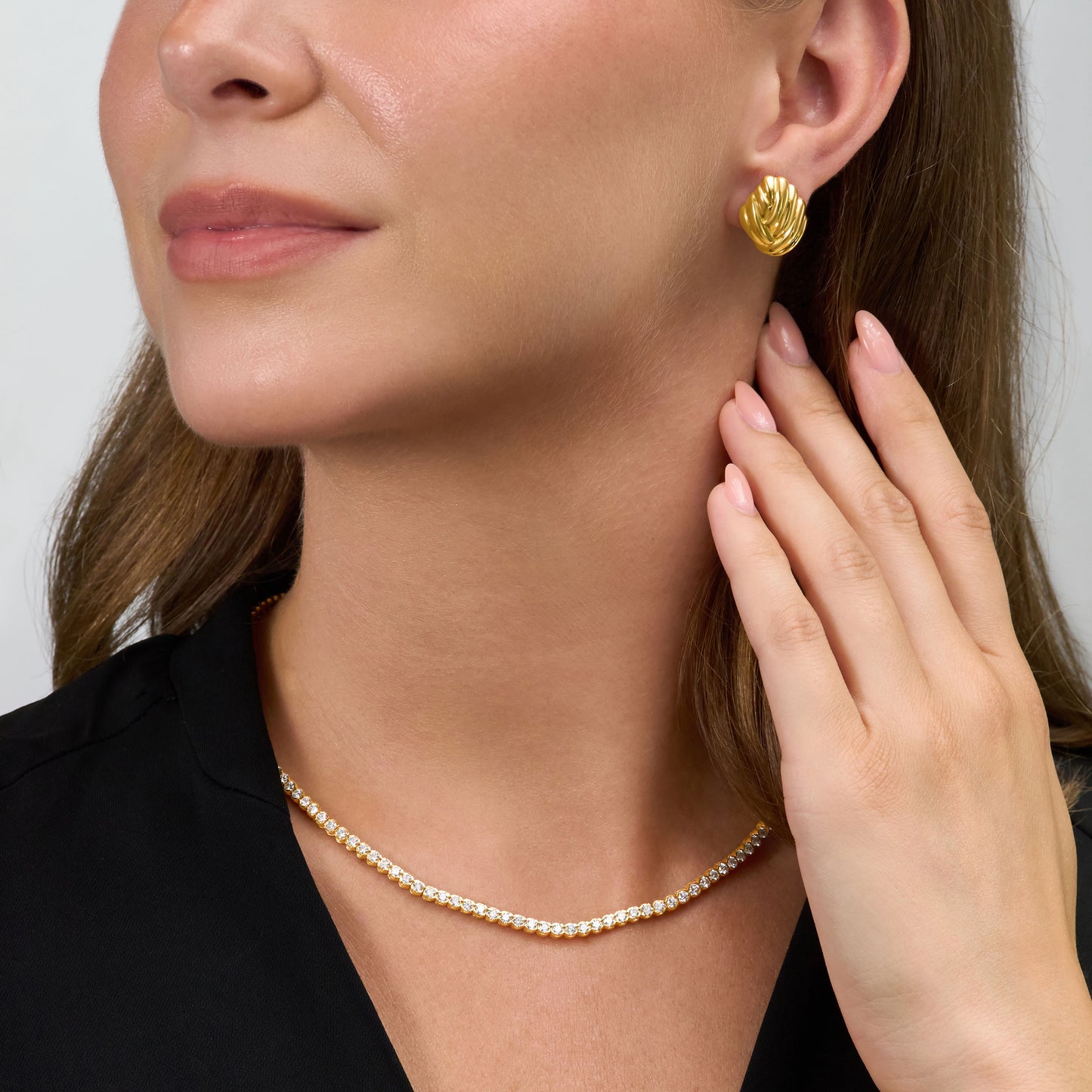 18ct Yellow Gold Round Brilliant Cut Diamond Line Necklace