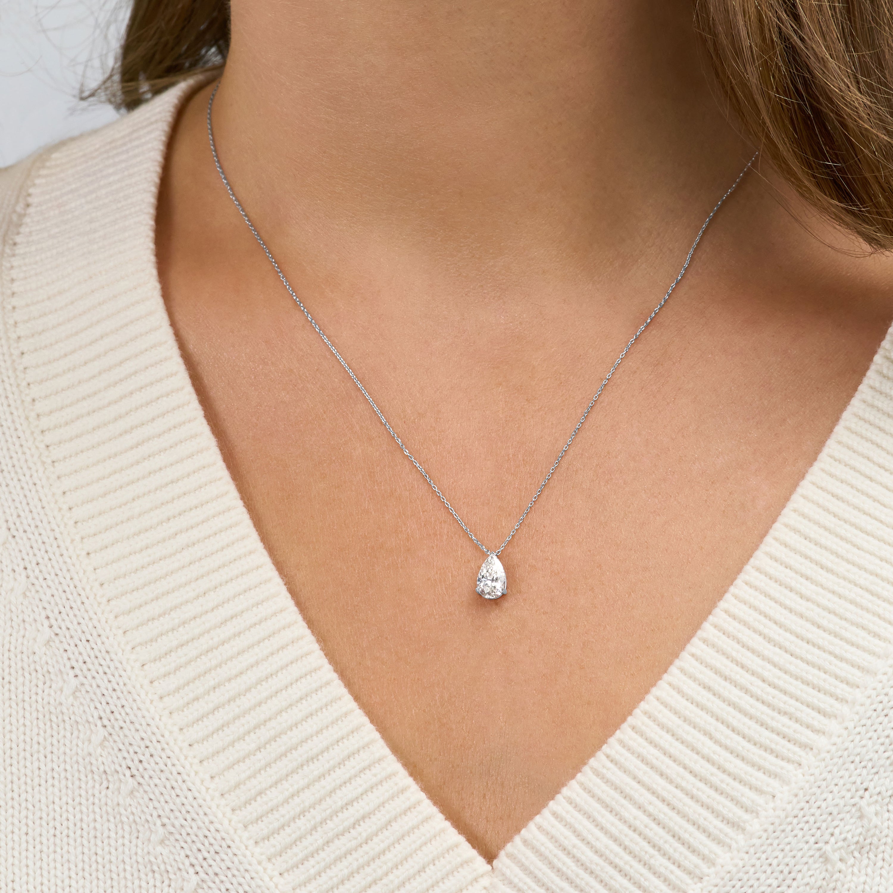 1.03ct Pear Cut Diamond Solitaire Pendant