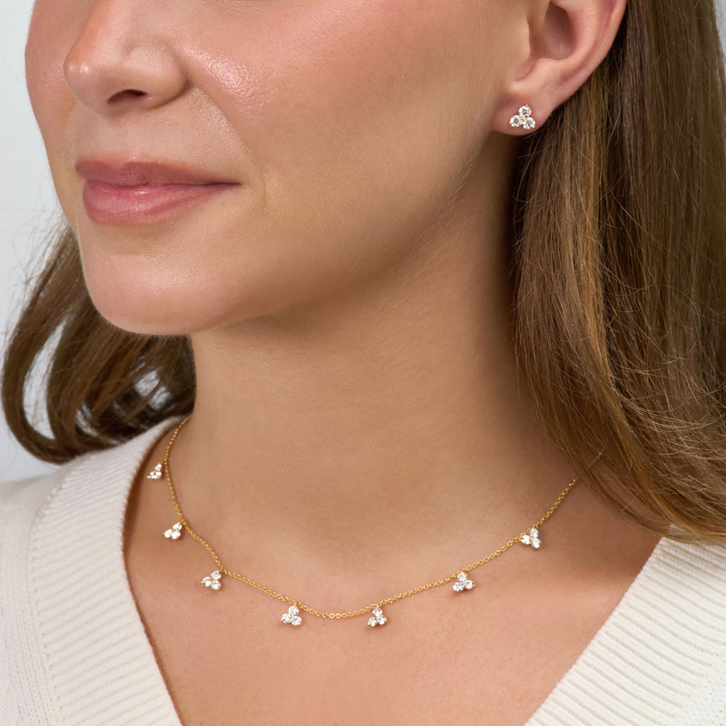 Trefoil Diamond Drop 18ct Rose Gold Necklet
