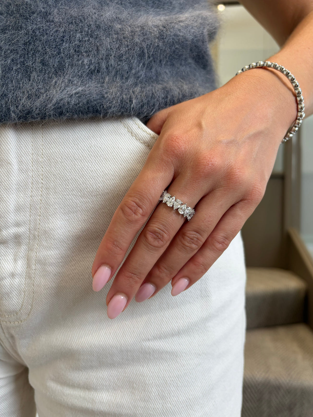 Pear Cut Diamond Set Full Eternity Ring