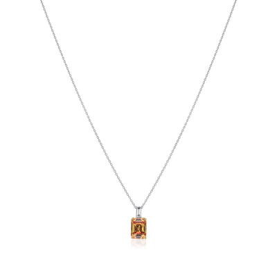 Orange Sapphire and Diamond Pendant
