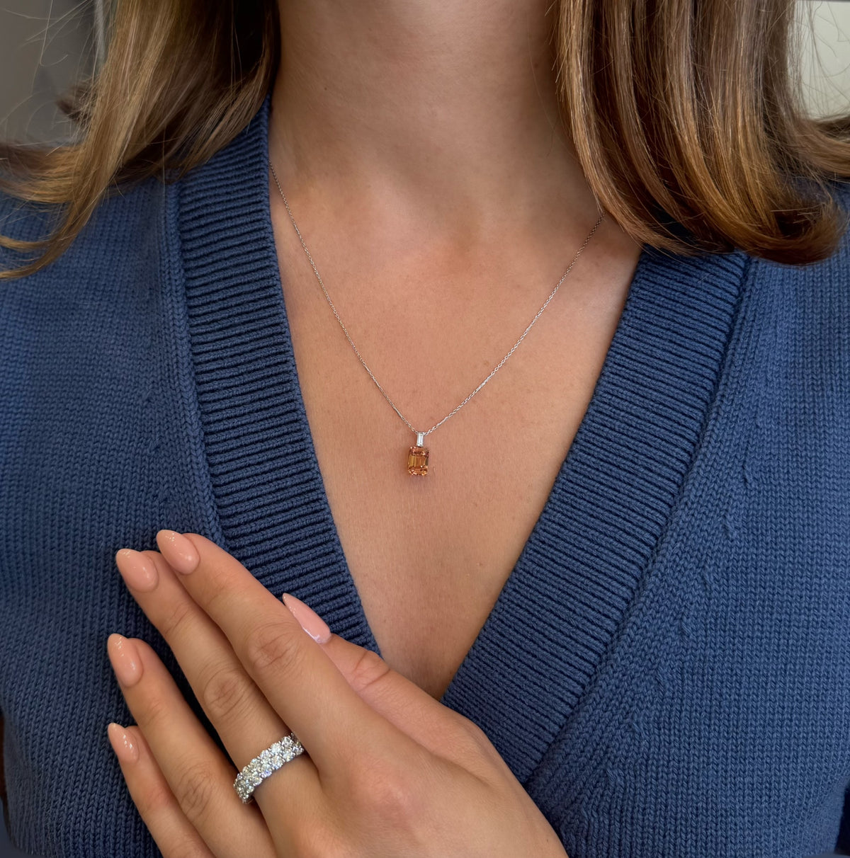 Orange Sapphire and Diamond Pendant