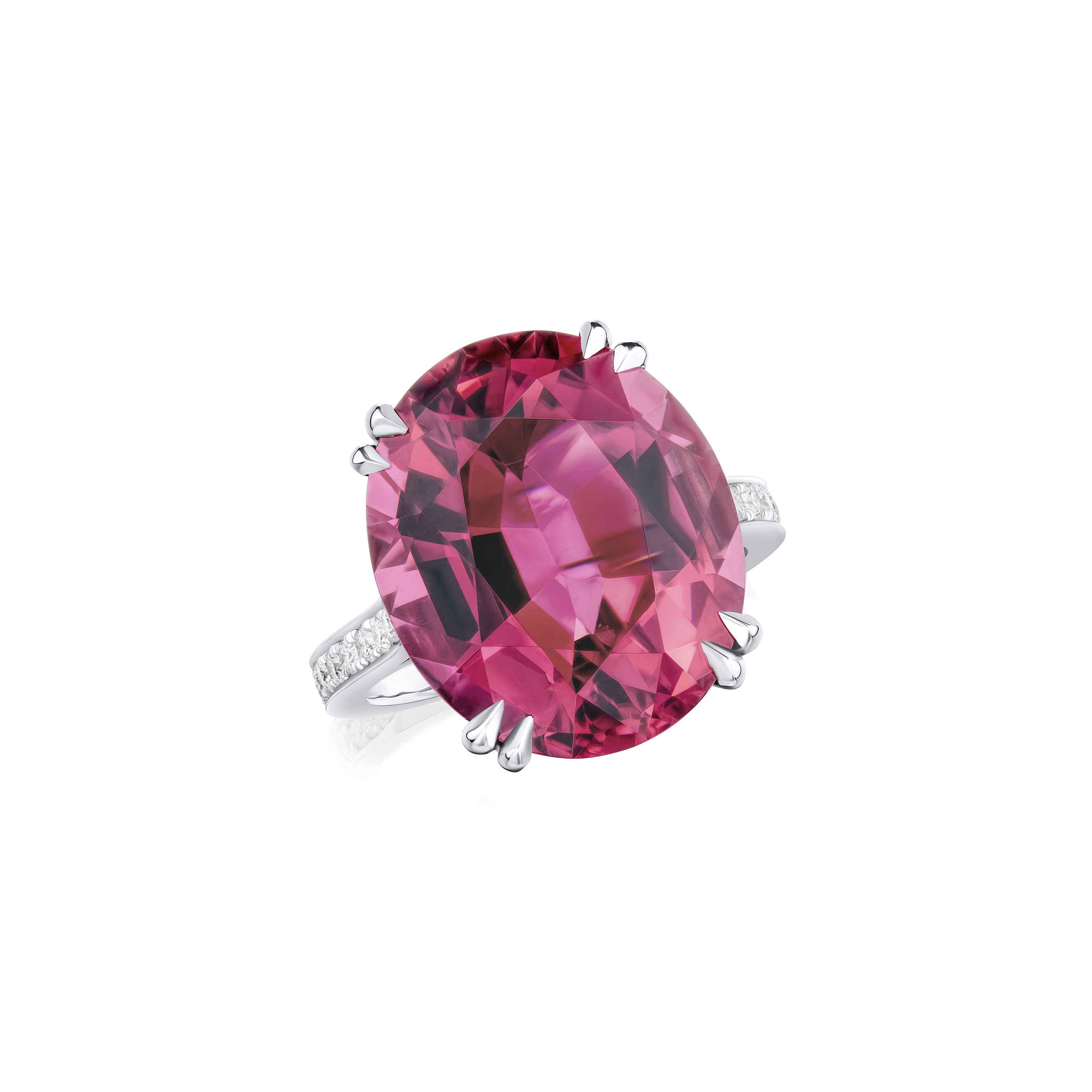 Red Tourmaline and Diamond Ring