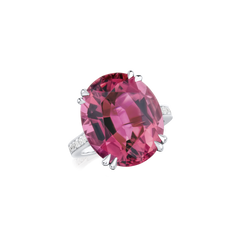 Red Tourmaline and Diamond Ring
