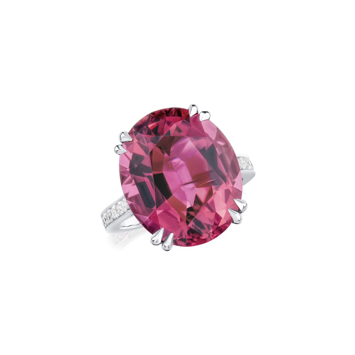 Red Tourmaline and Diamond Ring