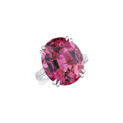 Red Tourmaline and Diamond Ring