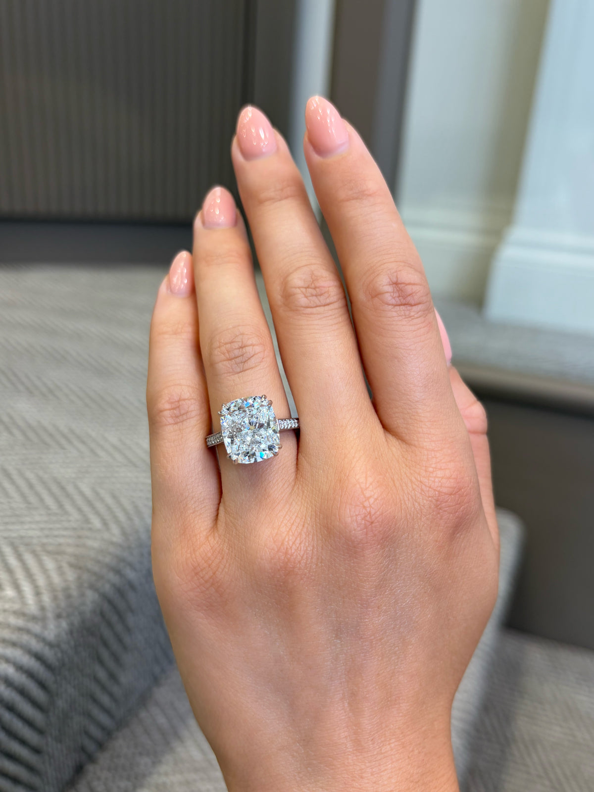8.04ct Cushion Cut Diamond Solitaire Ring