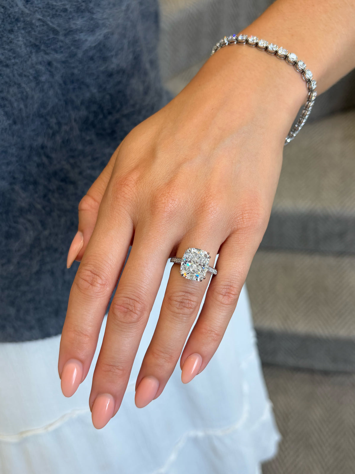 8.04ct Cushion Cut Diamond Solitaire Ring
