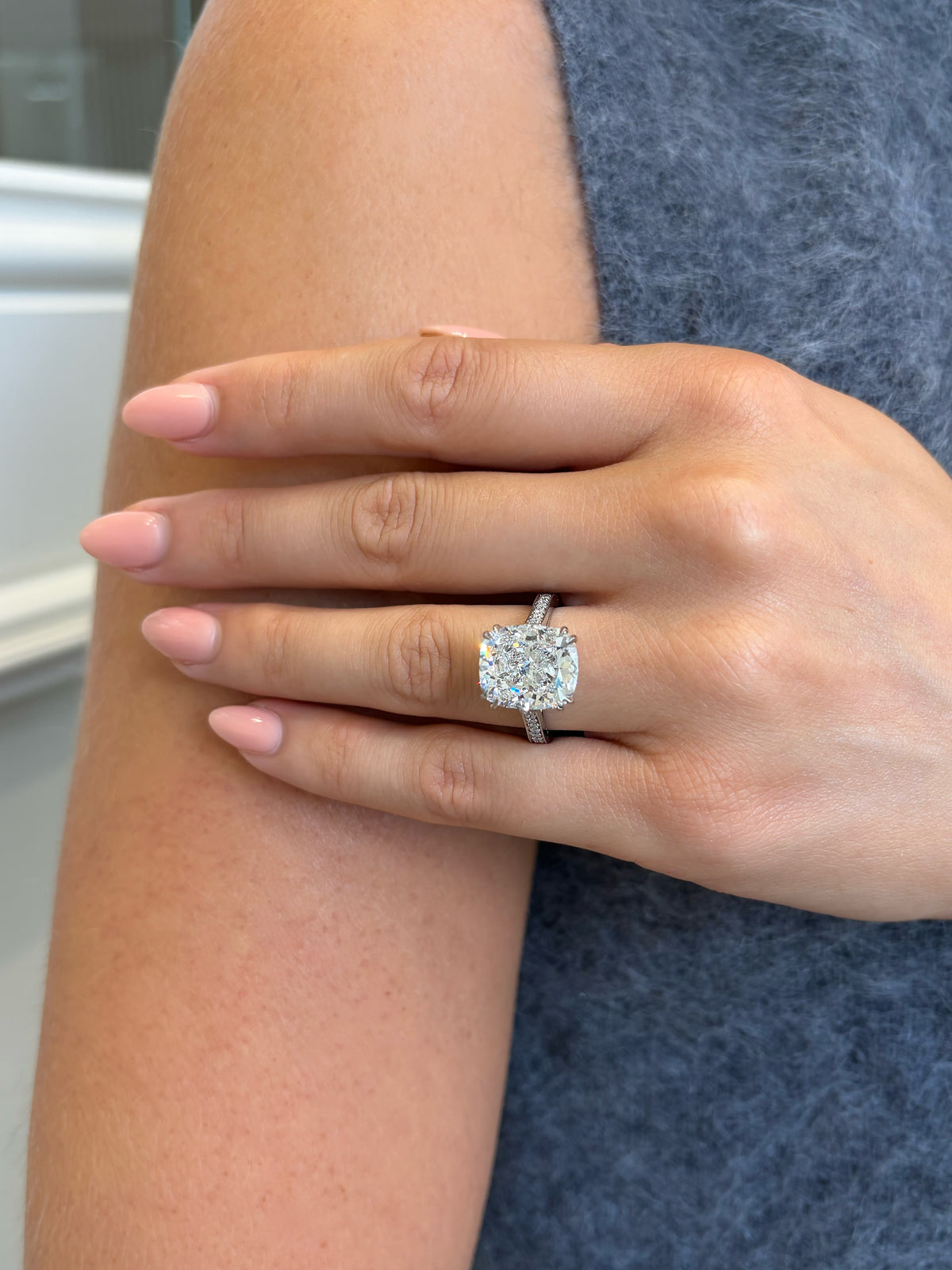 8.04ct Cushion Cut Diamond Solitaire Ring
