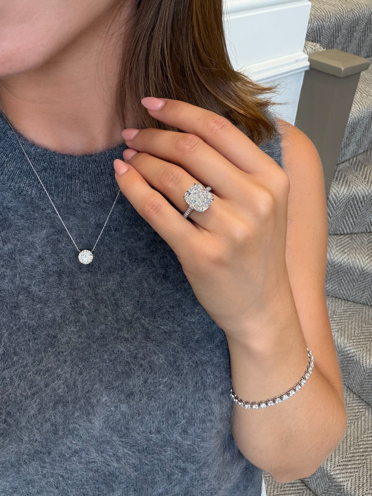 8.04ct Cushion Cut Diamond Solitaire Ring