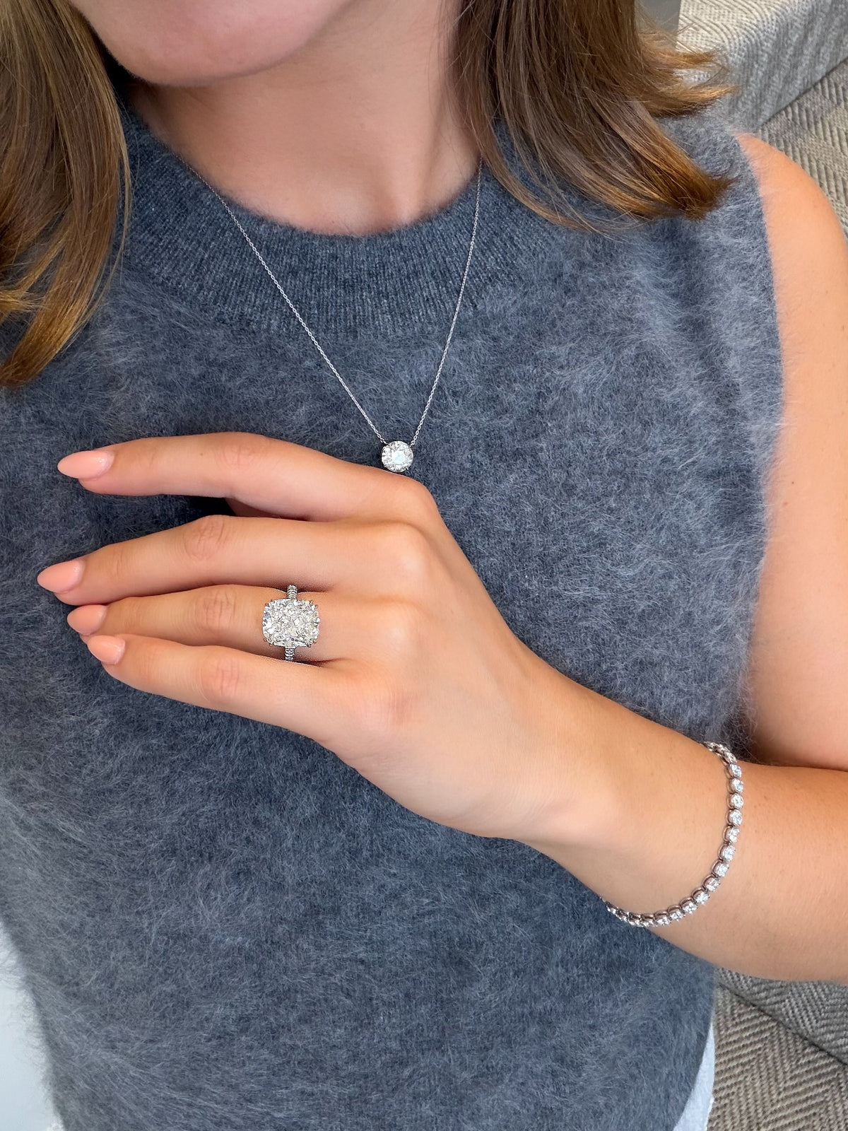 8.04ct Cushion Cut Diamond Solitaire Ring