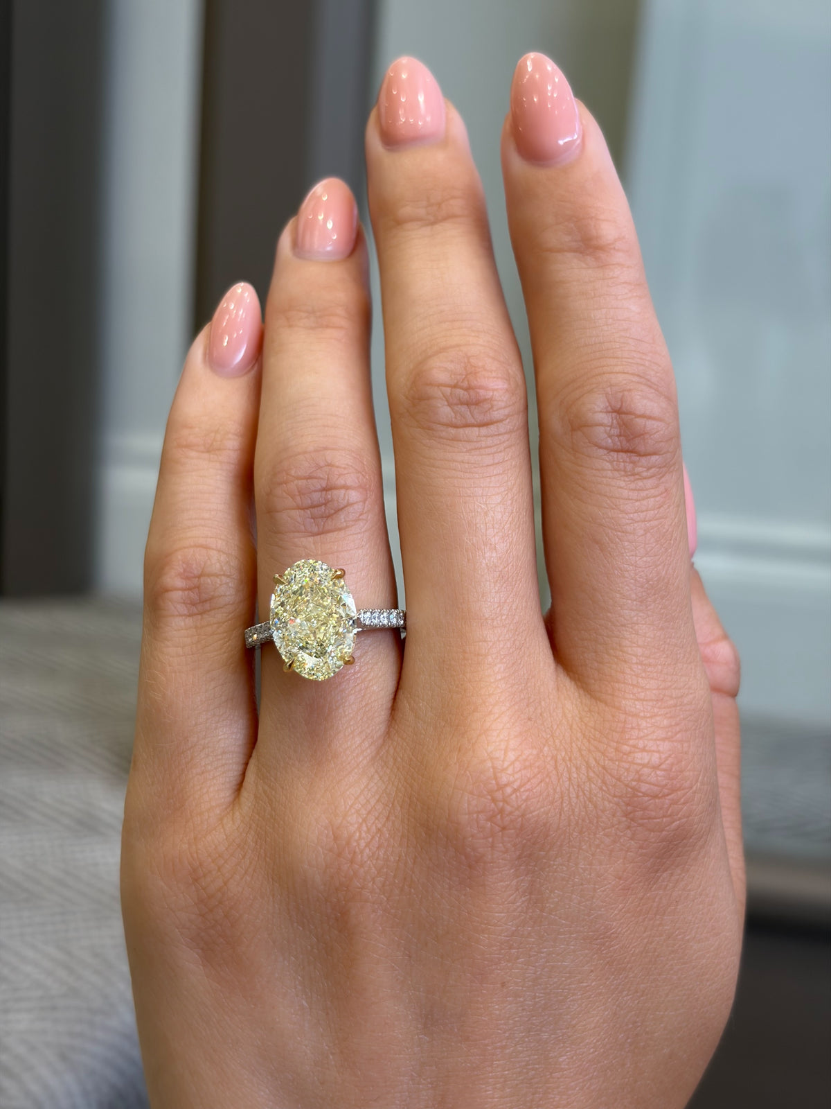 7.22ct Oval Cut Yellow Diamond Ring