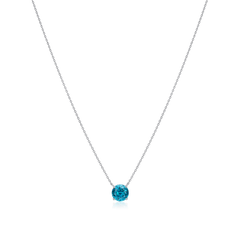 Round Blue Zircon Solitaire Pendant