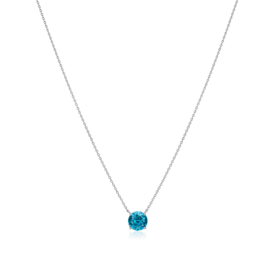 Round Blue Zircon Solitaire Pendant