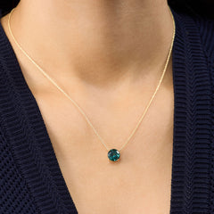 Round Indicolite Solitaire Pendant