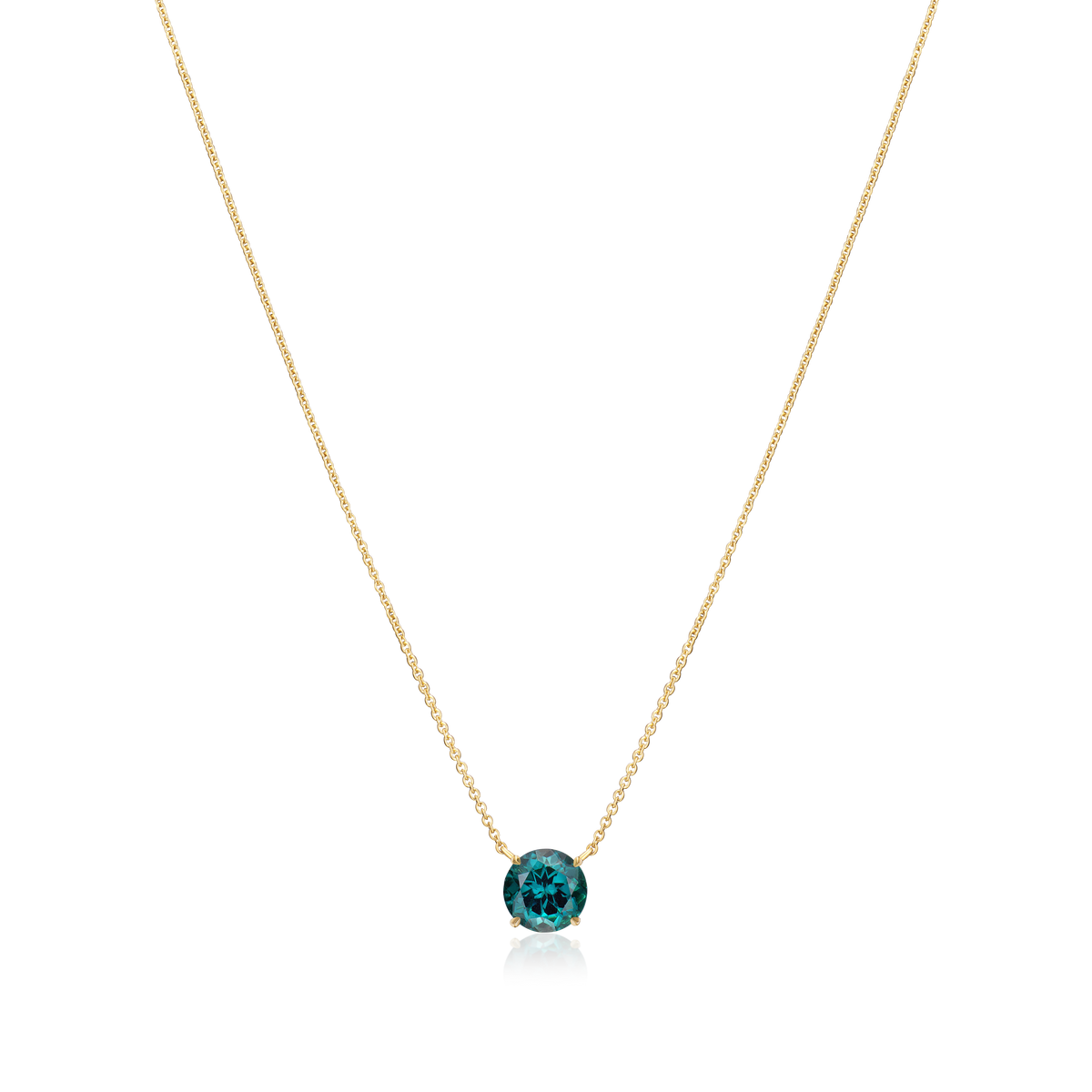 Round Indicolite Solitaire Pendant