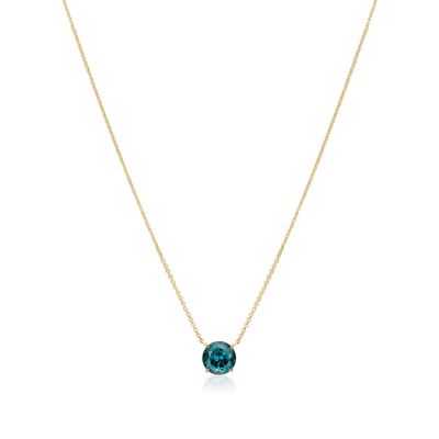 Round Indicolite Solitaire Pendant