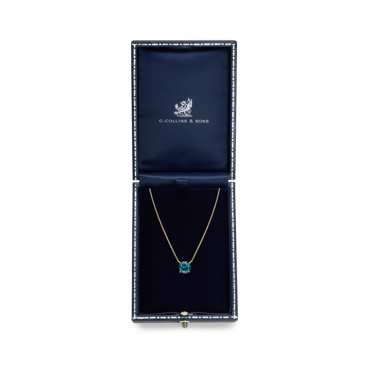 Round Indicolite Solitaire Pendant