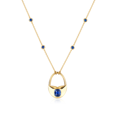 Sapphire 18ct Yellow Gold Padlock Pendant