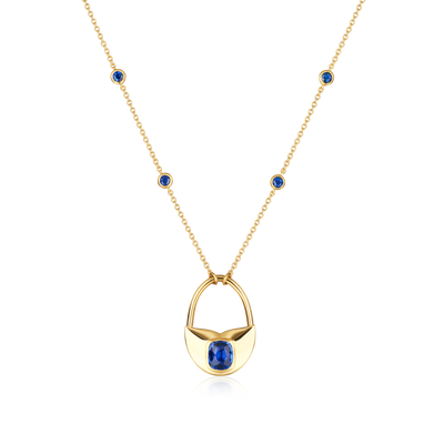 Sapphire 18ct Yellow Gold Padlock Pendant