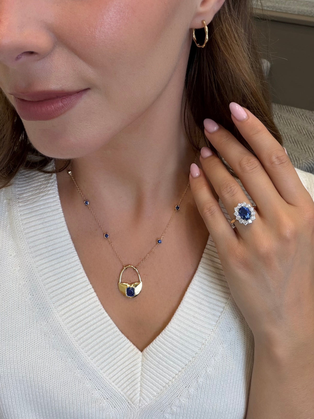 3.64ct Sapphire and Diamond Ravello Cluster Ring