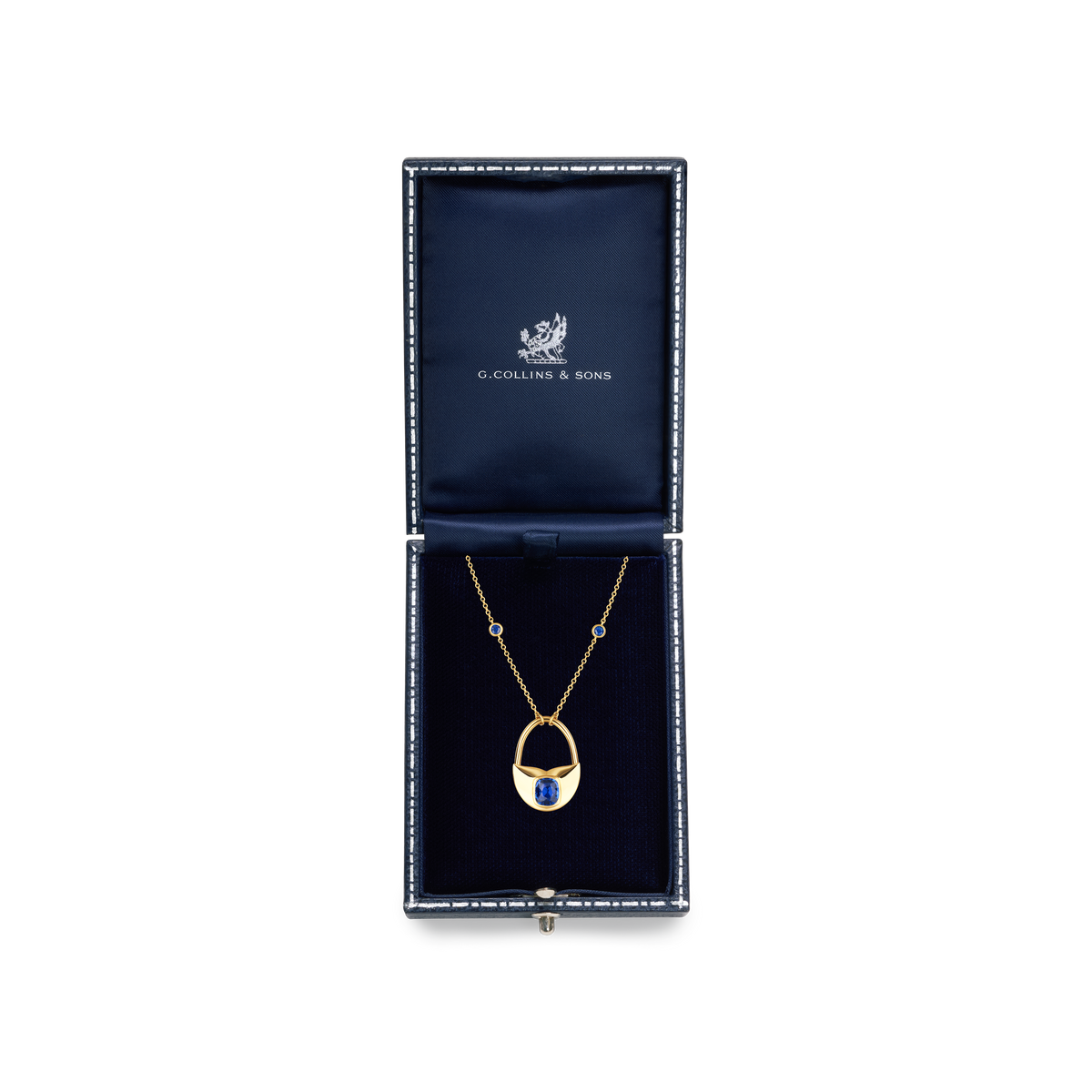 Sapphire 18ct Yellow Gold Padlock Pendant