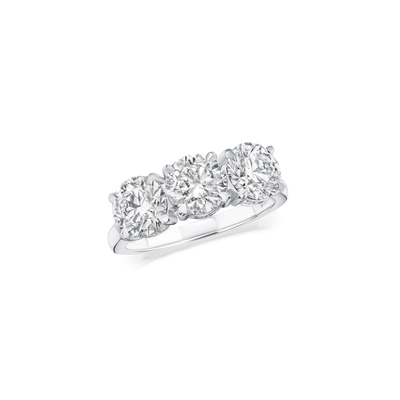 3.01ct Round Brilliant Cut Diamond Three Stone Ring