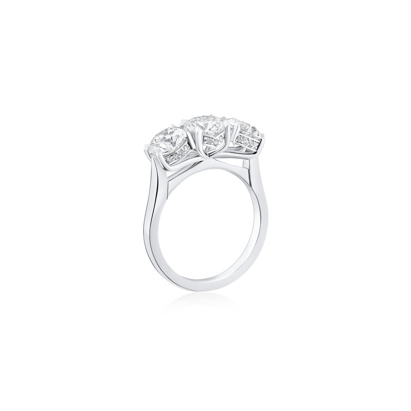 3.01ct Round Brilliant Cut Diamond Three Stone Ring