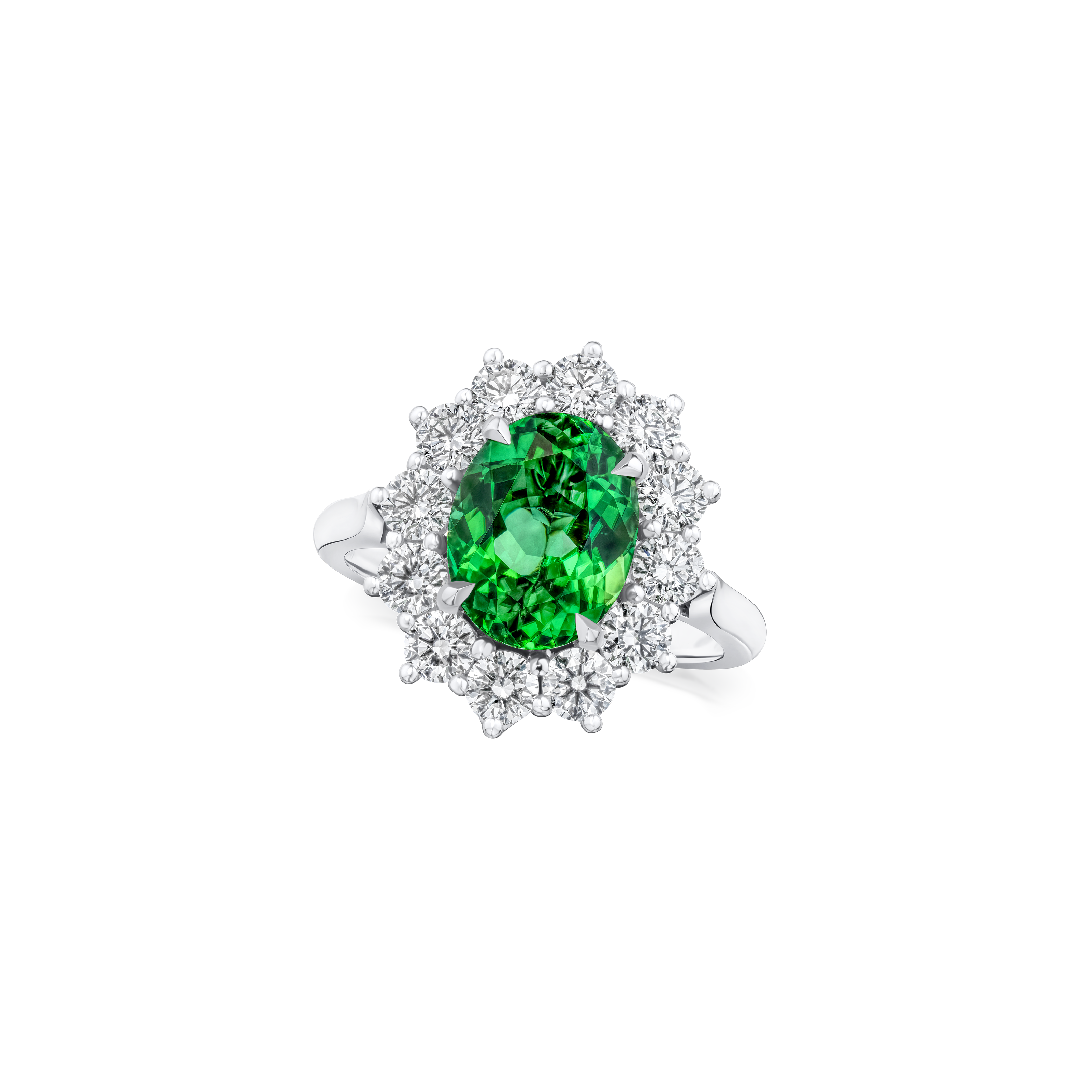 2.43ct Chrome Tourmaline and Diamond Ravello Cluster Ring
