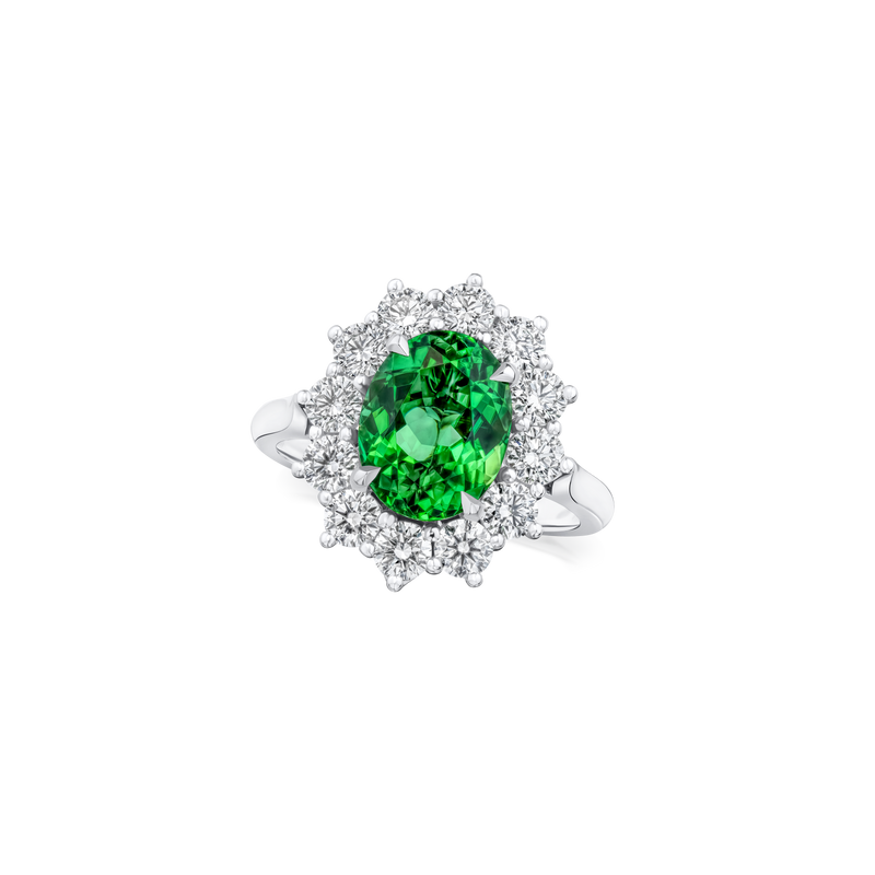 2.43ct Chrome Tourmaline and Diamond Ravello Cluster Ring