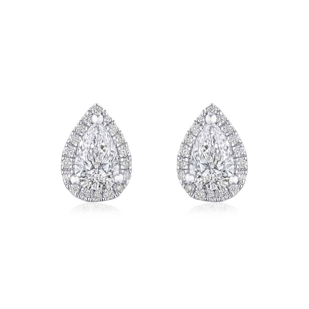 Pear Cut Diamond Halo Earrings