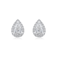 Pear Cut Diamond Halo Earrings