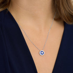 Sapphire and Diamond Cluster Pendant