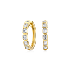 18ct Yellow Gold Diamond Set Hoop Earrings