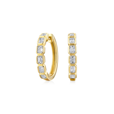 18ct Yellow Gold Diamond Set Hoop Earrings