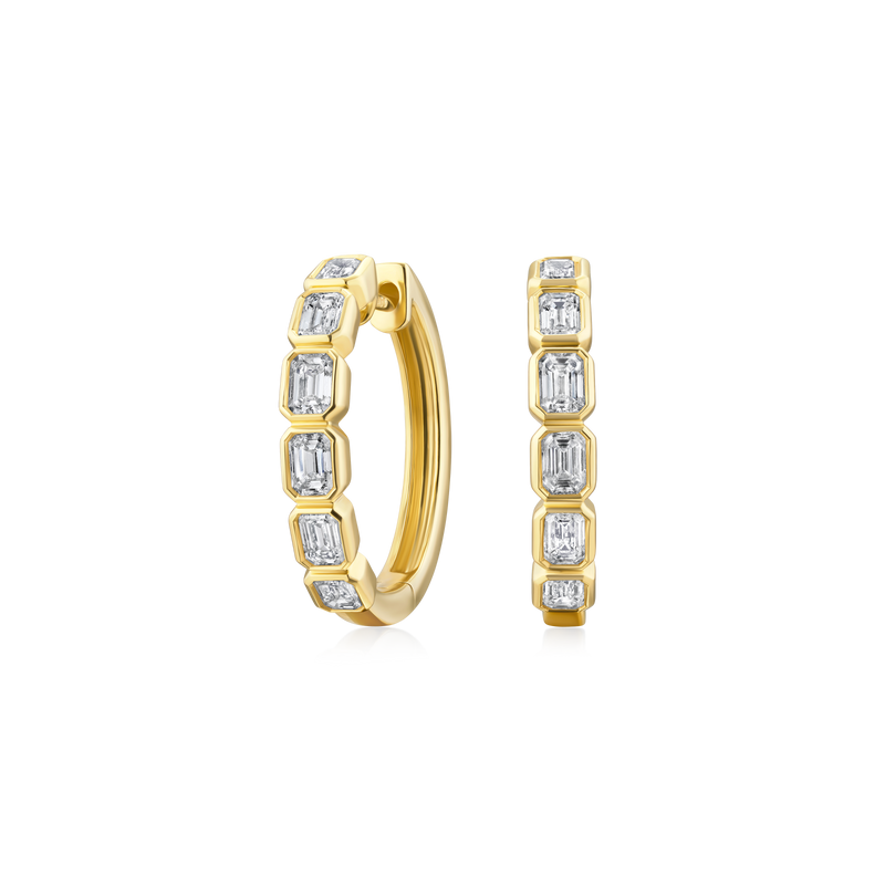 18ct Yellow Gold Diamond Set Hoop Earrings