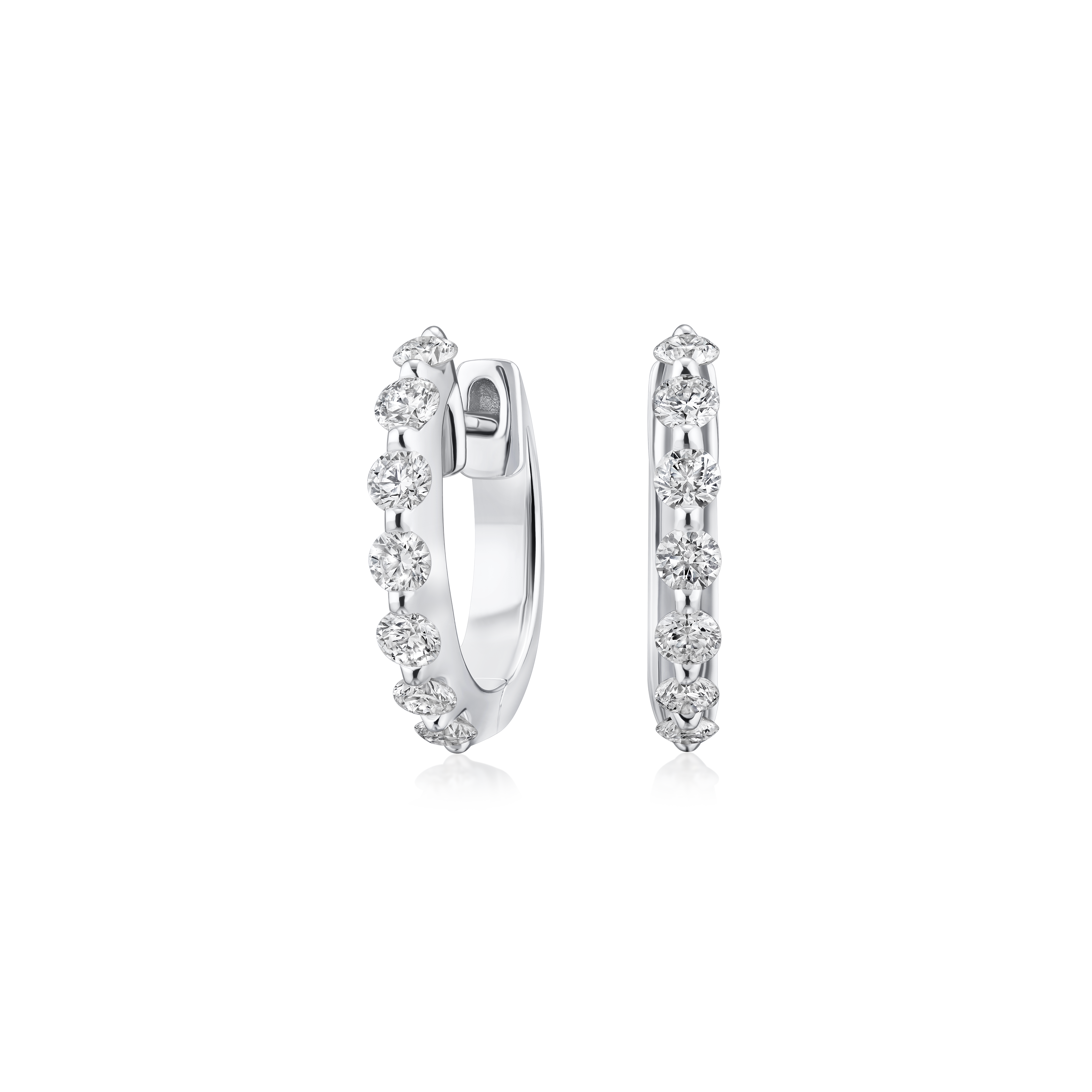 18ct White Gold Diamond Set Hoop Earrings