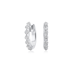 18ct White Gold Diamond Set Hoop Earrings