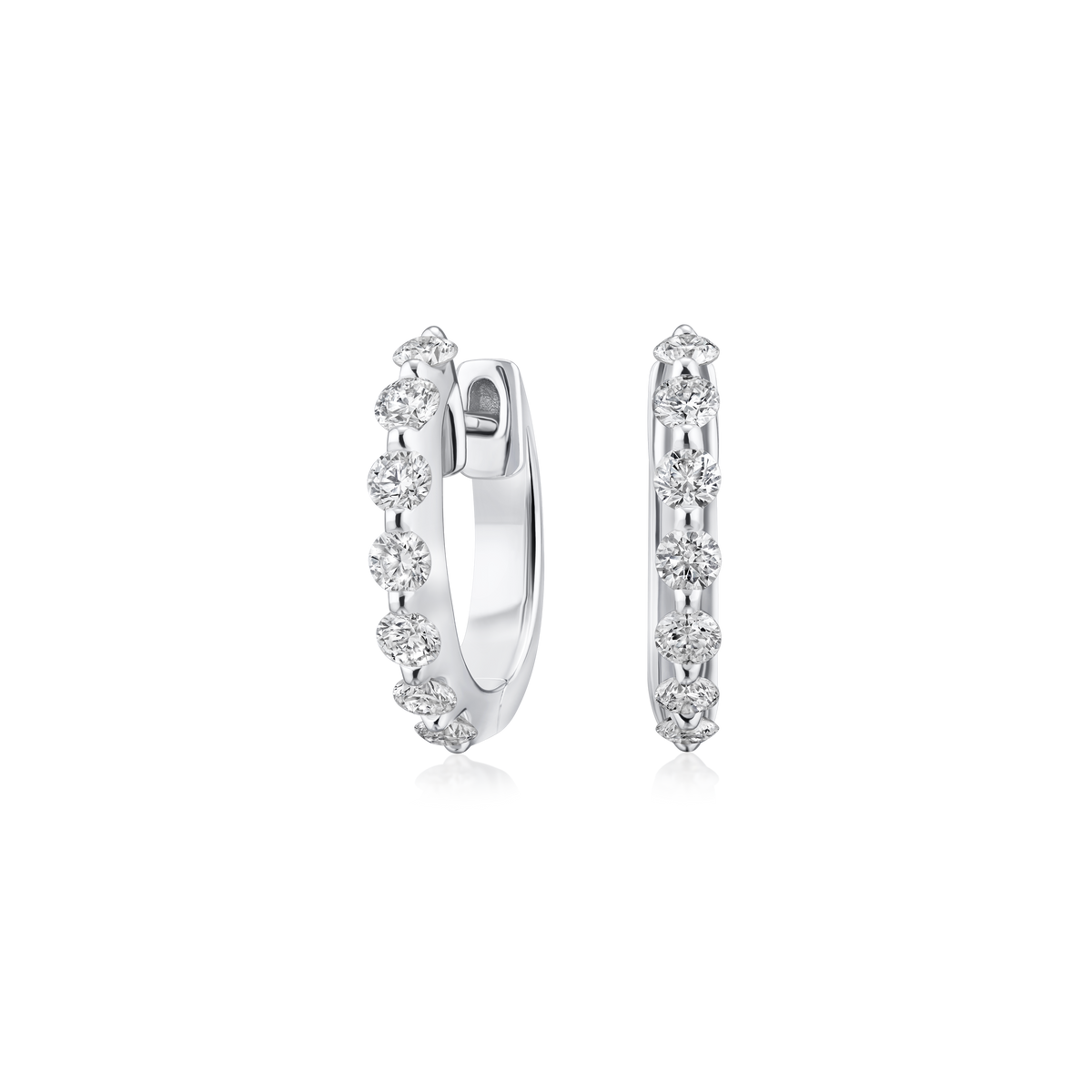 18ct White Gold Diamond Set Hoop Earrings
